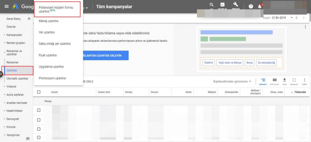 potansiyel müşteri formu uzantısı